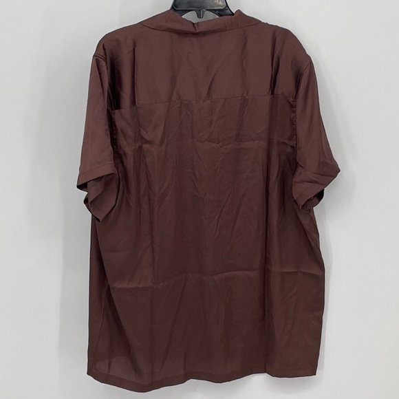 Men's ASOS Design Relaxed Shirt with one Button in Brown, Size Large - Picture 2 of 5